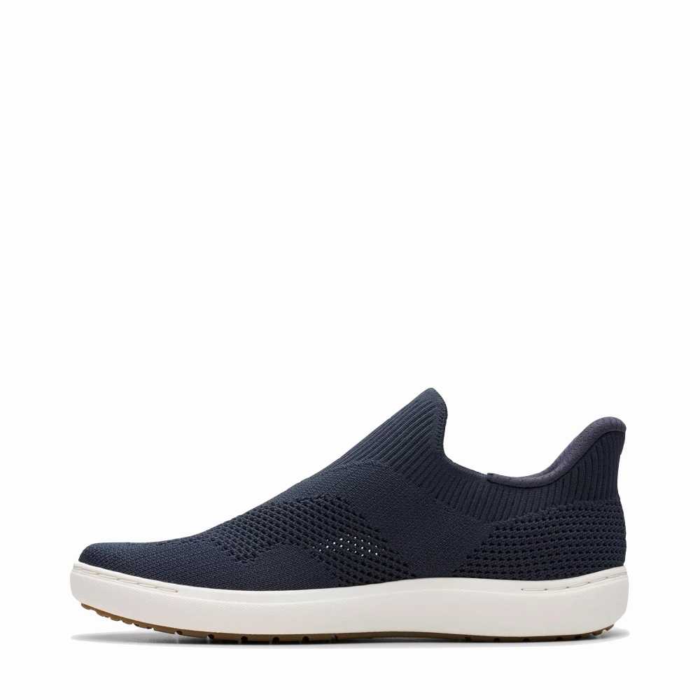 Clarks Women's Nalle Step Knit Slip On in Navy Smooth Upper