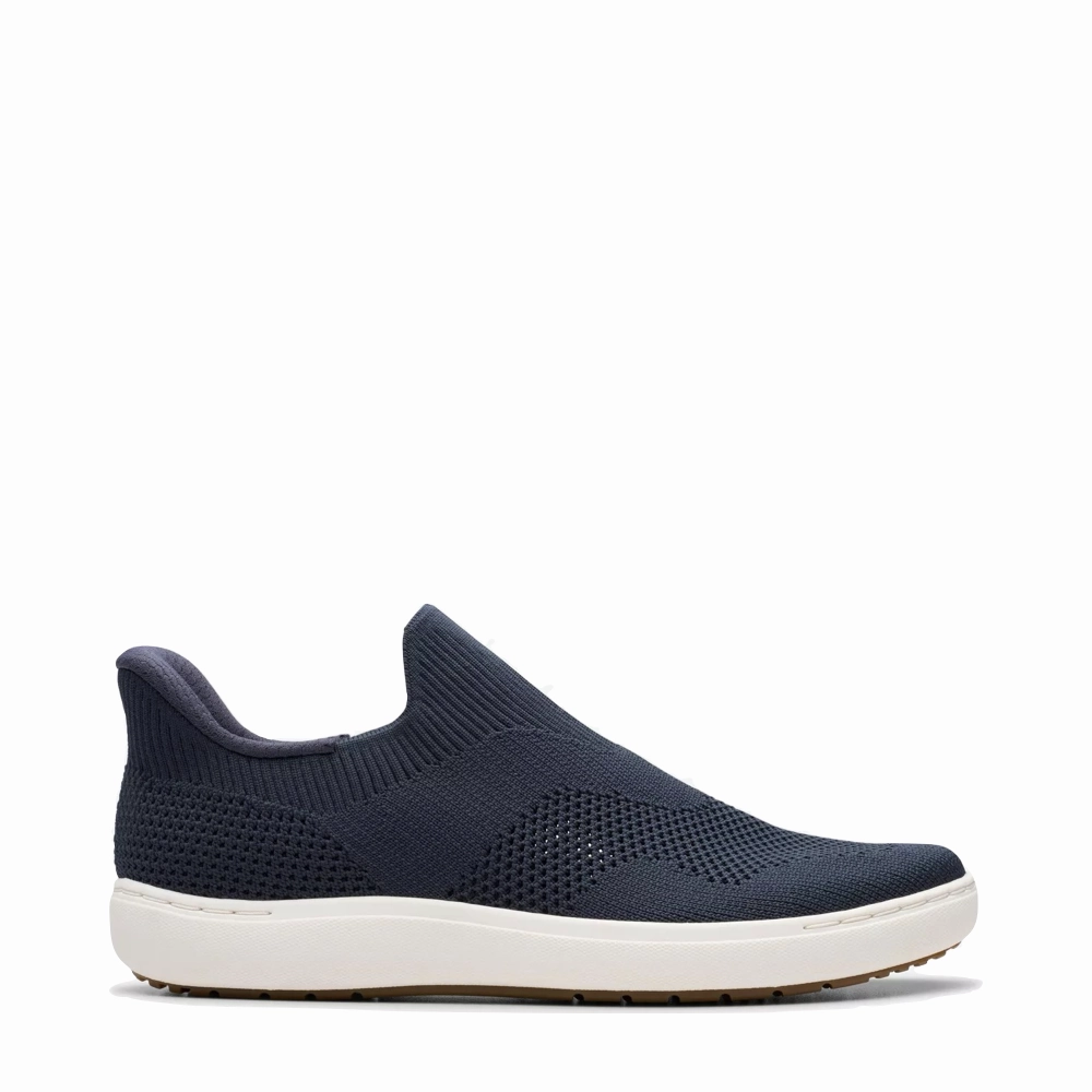 Clarks Women's Nalle Step Knit Slip On in Navy Anti   Odor