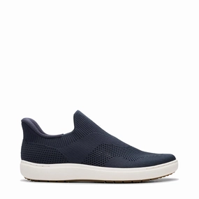 Clarks Women's Nalle Step Knit Slip On in Navy Anti   Odor