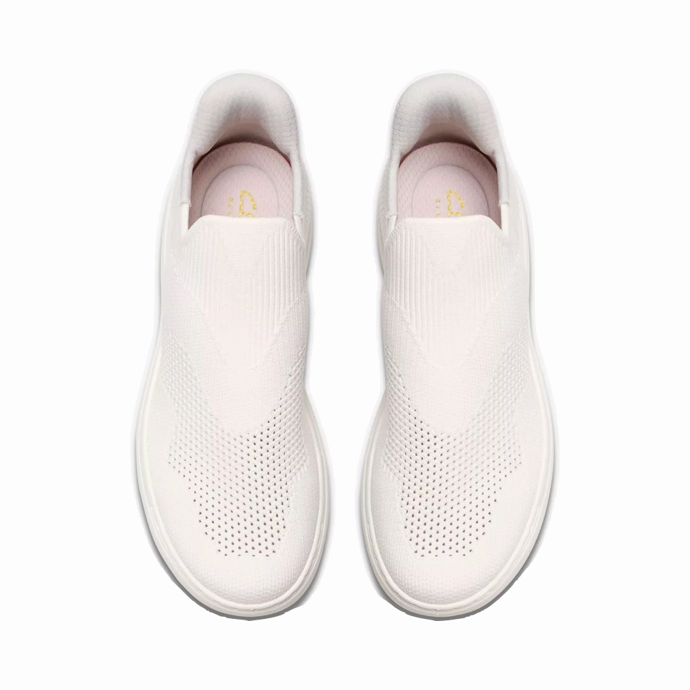 Clarks Women's Nalle Step Knit Slip On in White Calm Step