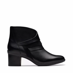 High Cut Anniversary Celebration Clarks Women's Shaya Sky Heeled Ankle Boot in Black