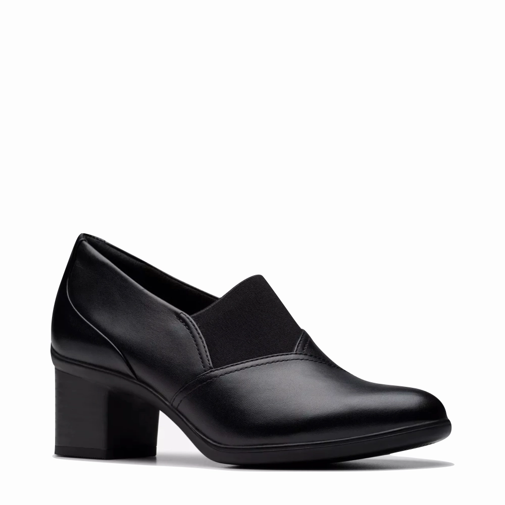 Clarks Women's Shaya Tess Heeled Shoe in Black Essential Edge Public Space
