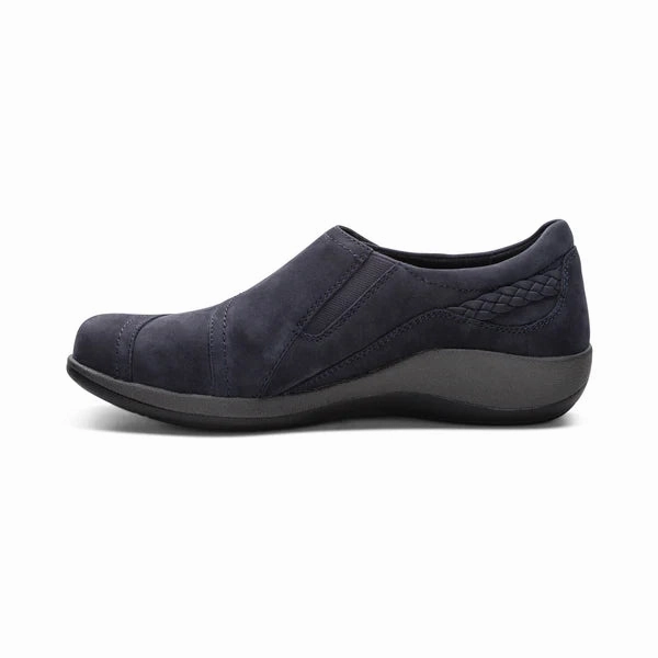 Leather Upper Aetrex Women's Karina Slip On in Navy