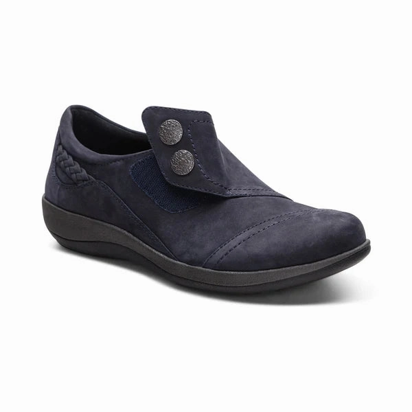 Aetrex Women's Karina Slip On in Navy Rubber Sole Lead Hike