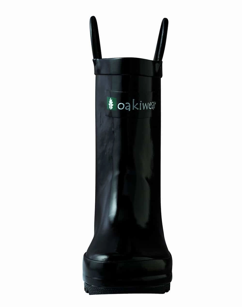Storm Walk Jet Black Loop Handle Rubber Rain Boots