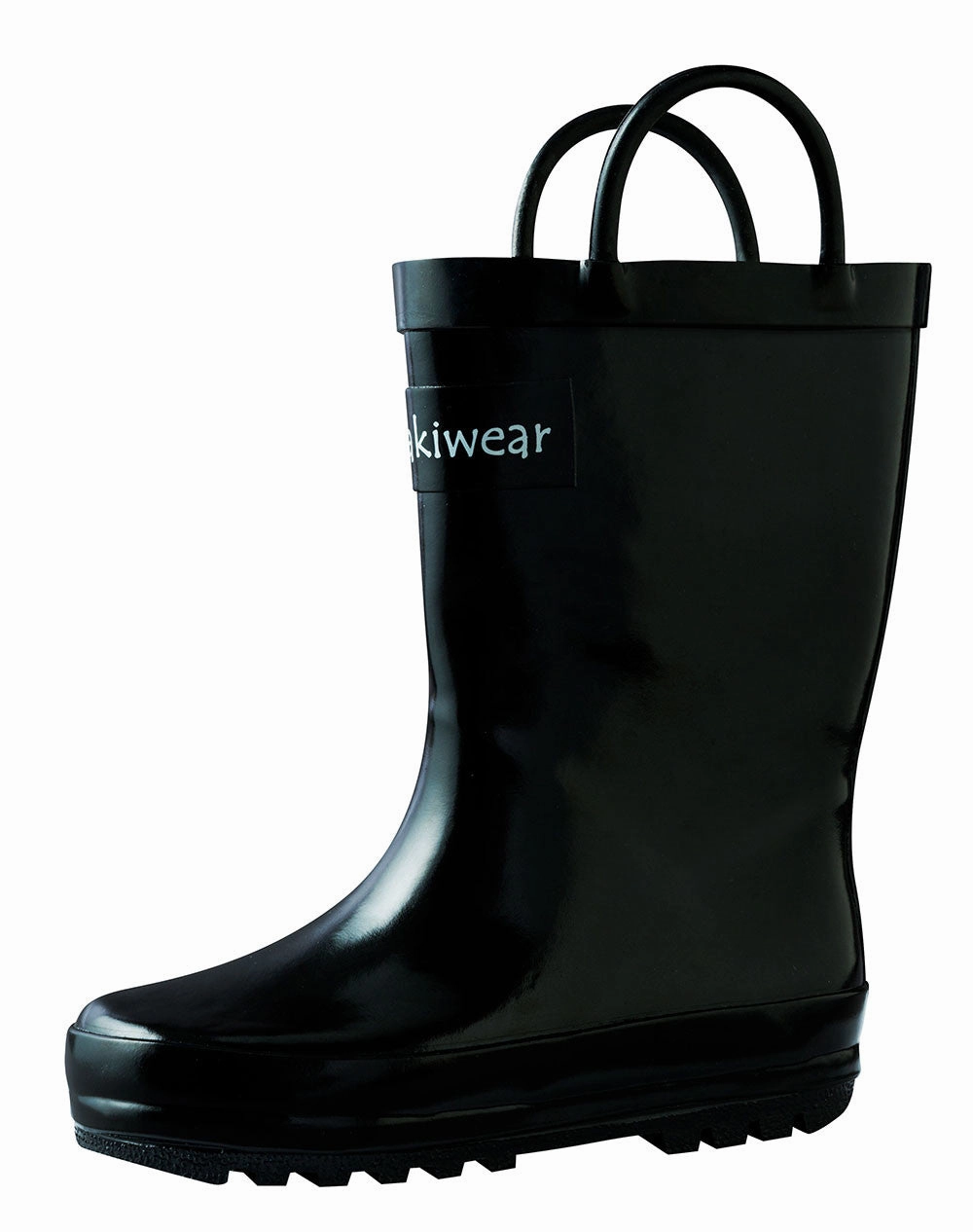 Cozy High Heel Boots Clear High Heels Jet Black Loop Handle Rubber Rain Boots