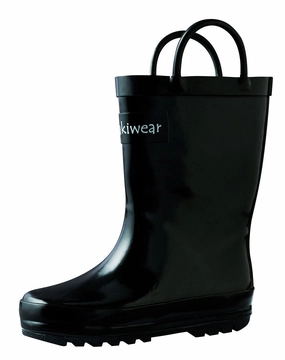 Cozy High Heel Boots Clear High Heels Jet Black Loop Handle Rubber Rain Boots