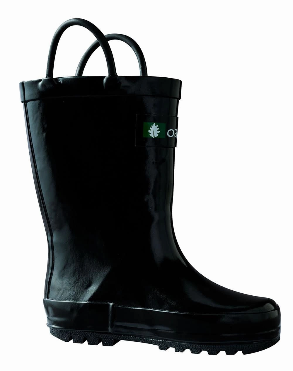 Comfortable Jet Black Loop Handle Rubber Rain Boots