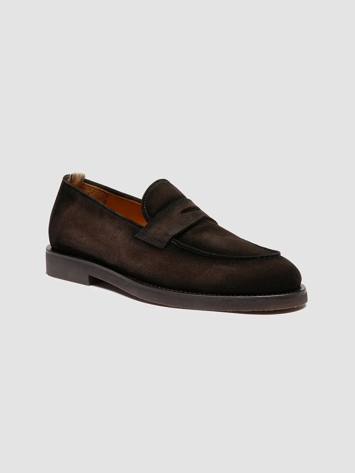 OPERA FLEXI 101 - Dark Brown Suede Penny Loafers Neat Stitching