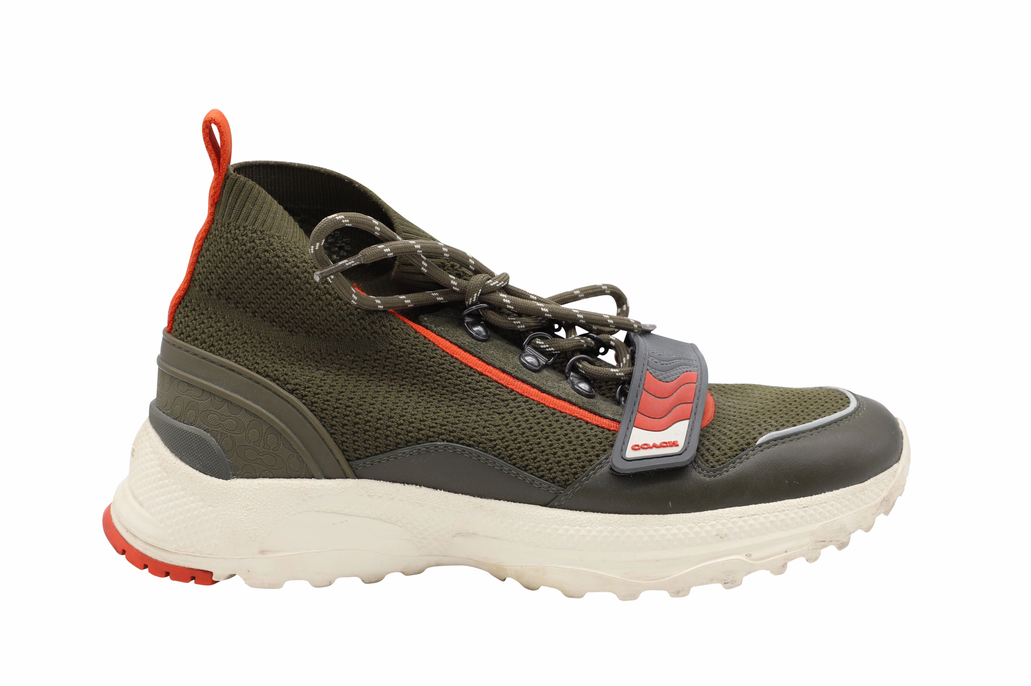 Coach C243 One Strap Runner Sneakers in Olive Leather ice shoes Indoor Comfort