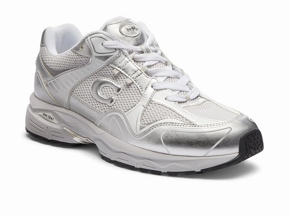 monogrammed running gear treadmill - running Coach C301 Sneakers Men's Optic White Leather Low Top Running Shoes ZPO3989