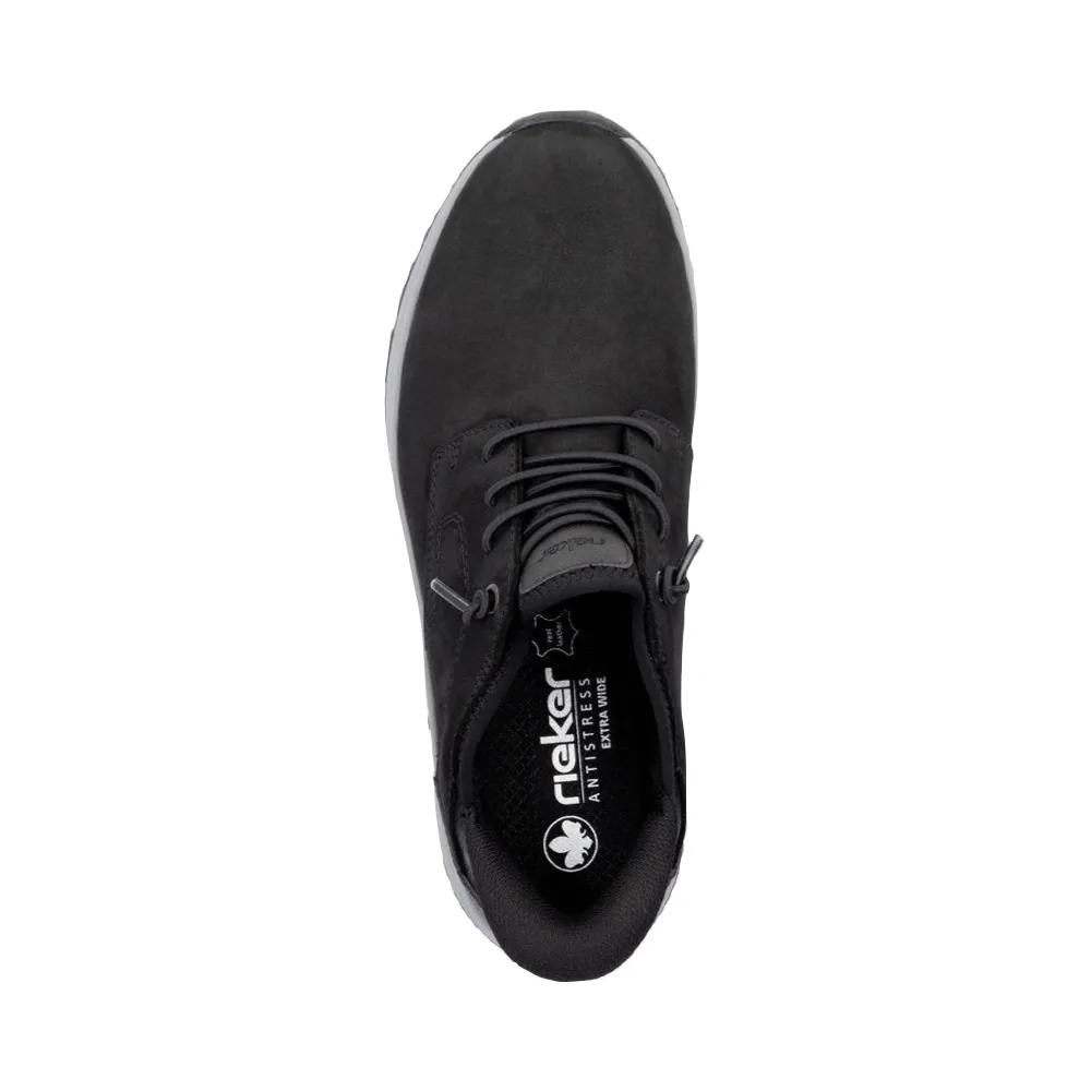 Fashionable Step Rieker Men's Bruce 50 Elastic Lace Shoe in Black