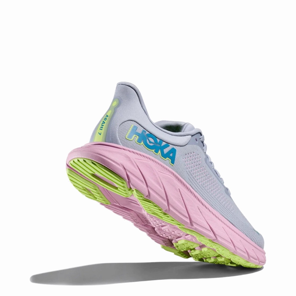Easy Layer Quick Fit Hoka Women's Arahi 7 Sneaker in Gull/Pink Twilight