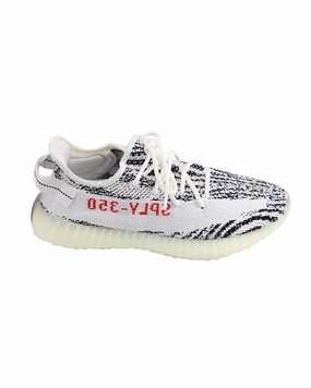 roomy toe - box Adidas Yeezy Boost 350 V2 Zebra Sneakers in White Cotton