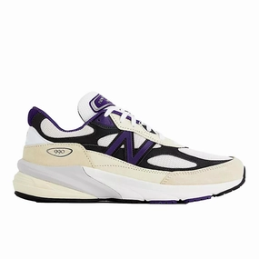 molded shoes Quick lacing New Balance 990 V6 White / Black Plum / Phantom  U990WB6 Men's