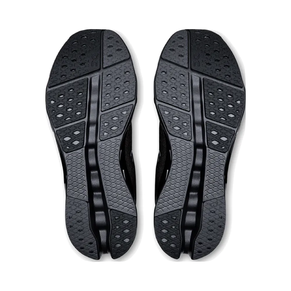 On Men's Cloudsurfer 2 Sneaker in Black/Black running in triathlons shoes