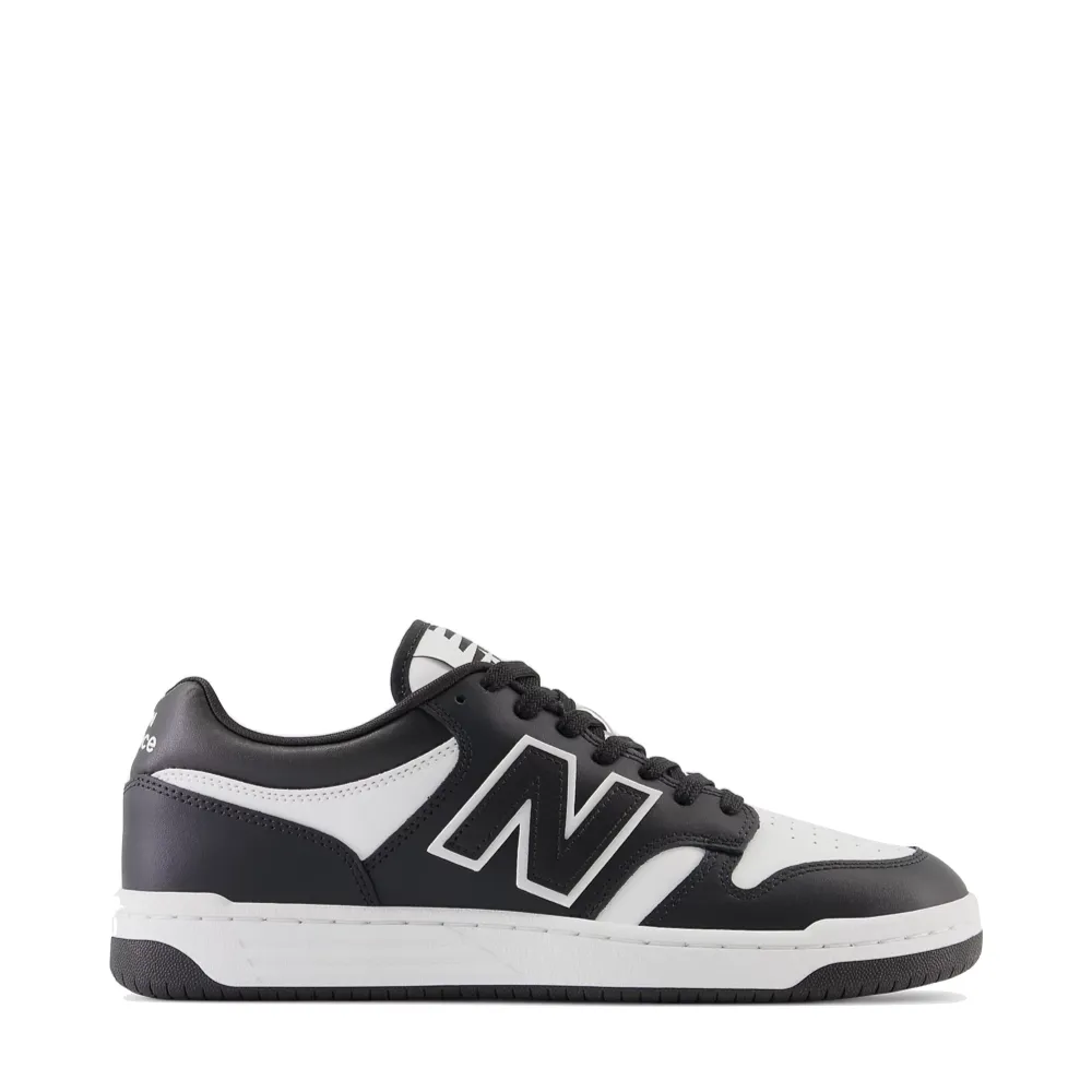New Balance Men's 480 Sneaker in White with Black clearance shoes