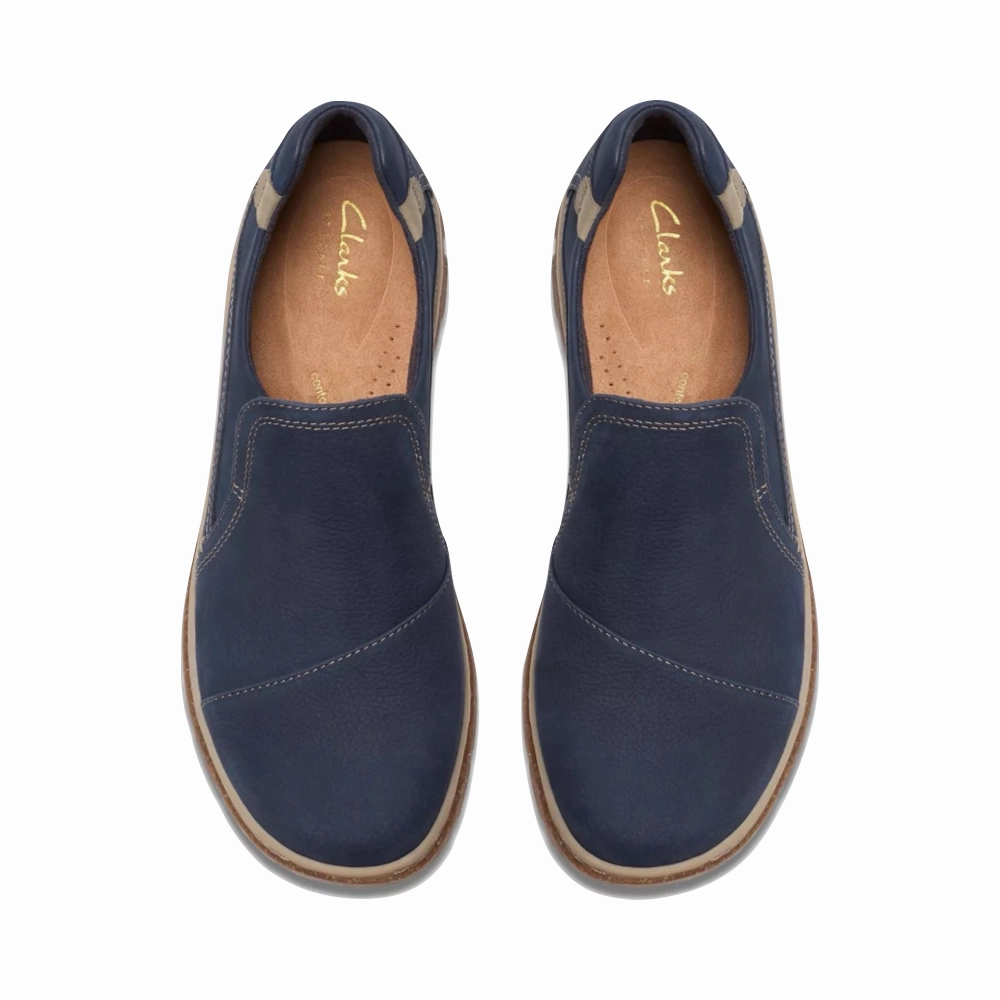 City Life Clarks Women's Orlene Slip On in Navy Nubuck