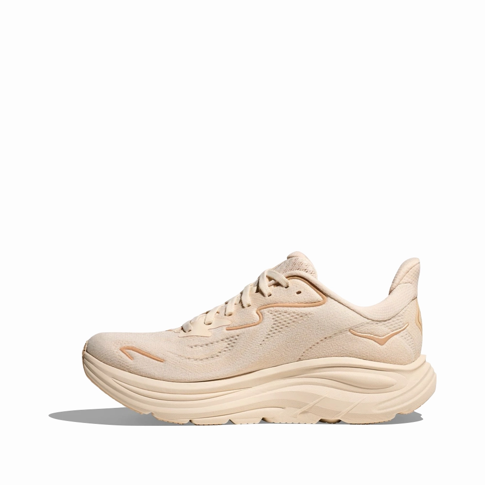 Hoka Women's Clifton 10 Sneaker in Vanilla/Birch Airport Walk Shine Hike