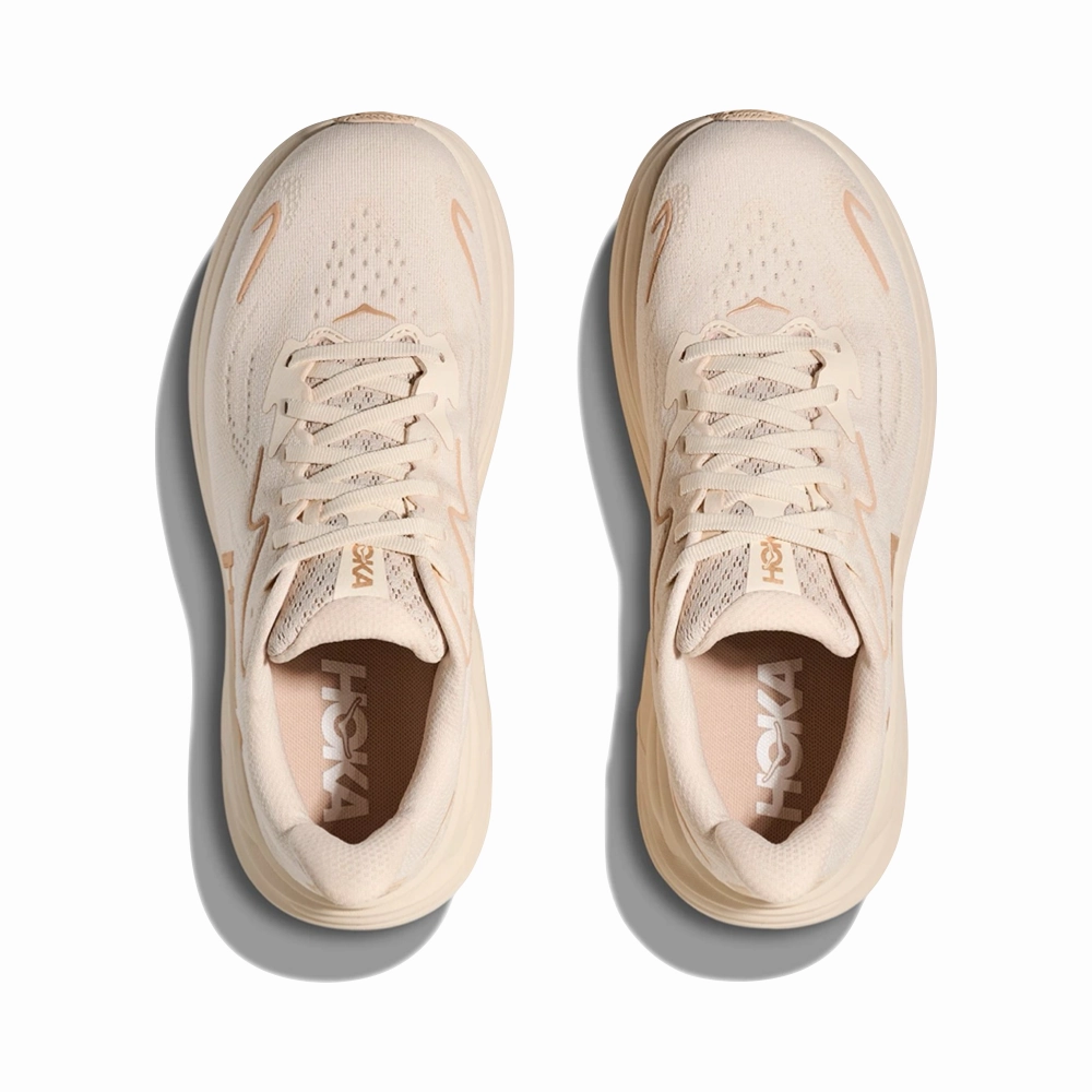 Smooth Upper Walk Support Hoka Women's Clifton 10 Sneaker in Vanilla/Birch