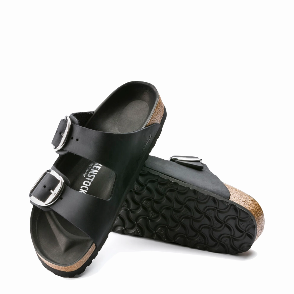 Birkenstock Arizona Oiled Leather Big Buckle Sandal in Black Trail Ready