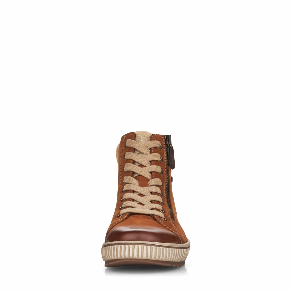 Lace Up Shoe Fashion Remonte Women's Maditta 70 Waterproof Side Zip Lace Boot in Brown