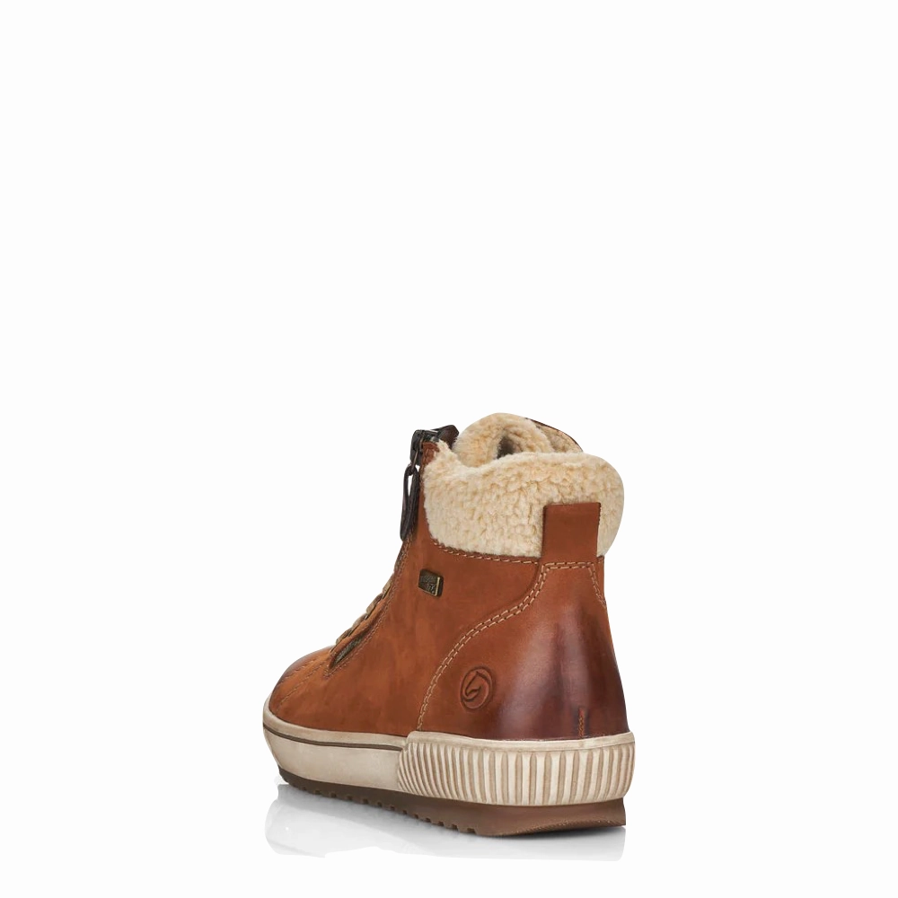 Remonte Women's Maditta 70 Waterproof Side Zip Lace Boot in Brown EVA sole