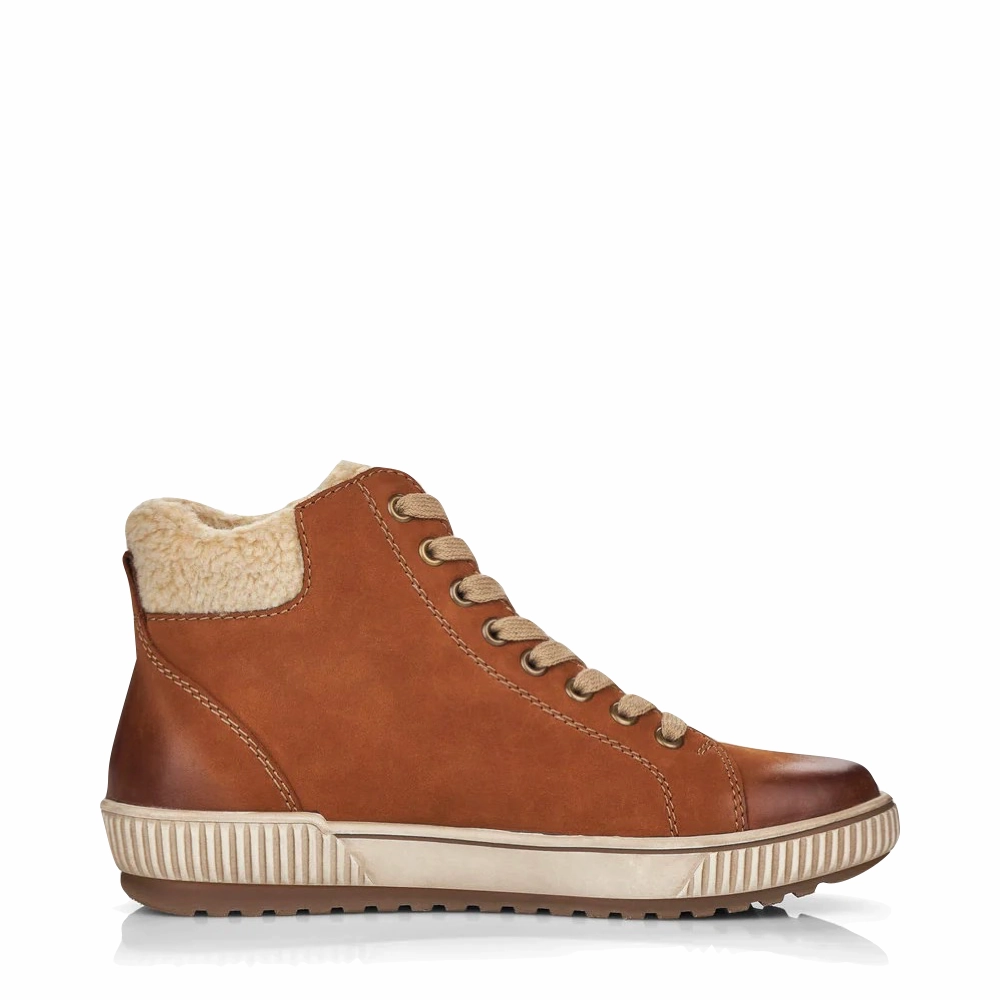 Remonte Women's Maditta 70 Waterproof Side Zip Lace Boot in Brown Mobility Flex Pace Ready