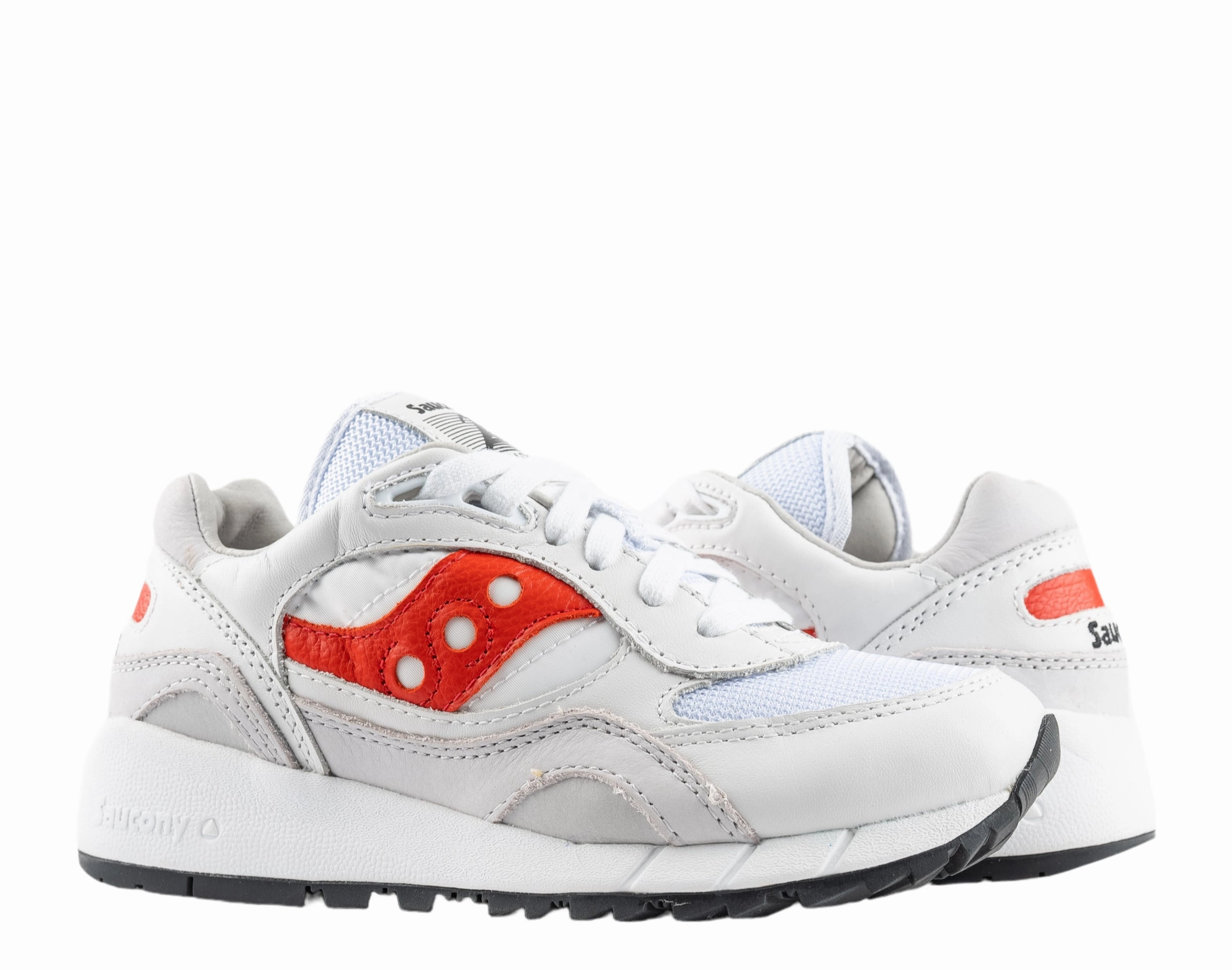 non - slip shoes speed training footwear Saucony Originals Shadow 6000 Premium White/Red Men's Shoes S70668-2
