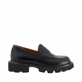 EOS Footwear Women's Ade Penny Leather Loafer in Black Sleek Vibe