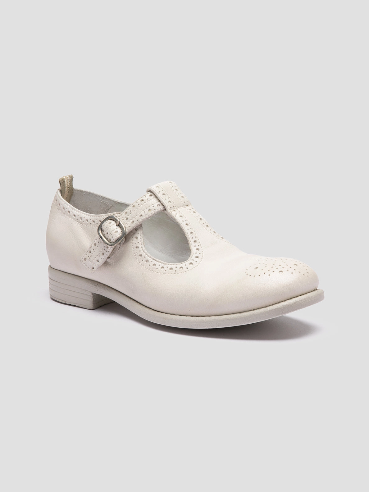 CALIXTE 080 - White Leather T-Bar Shoes Style Pace Signature Fit