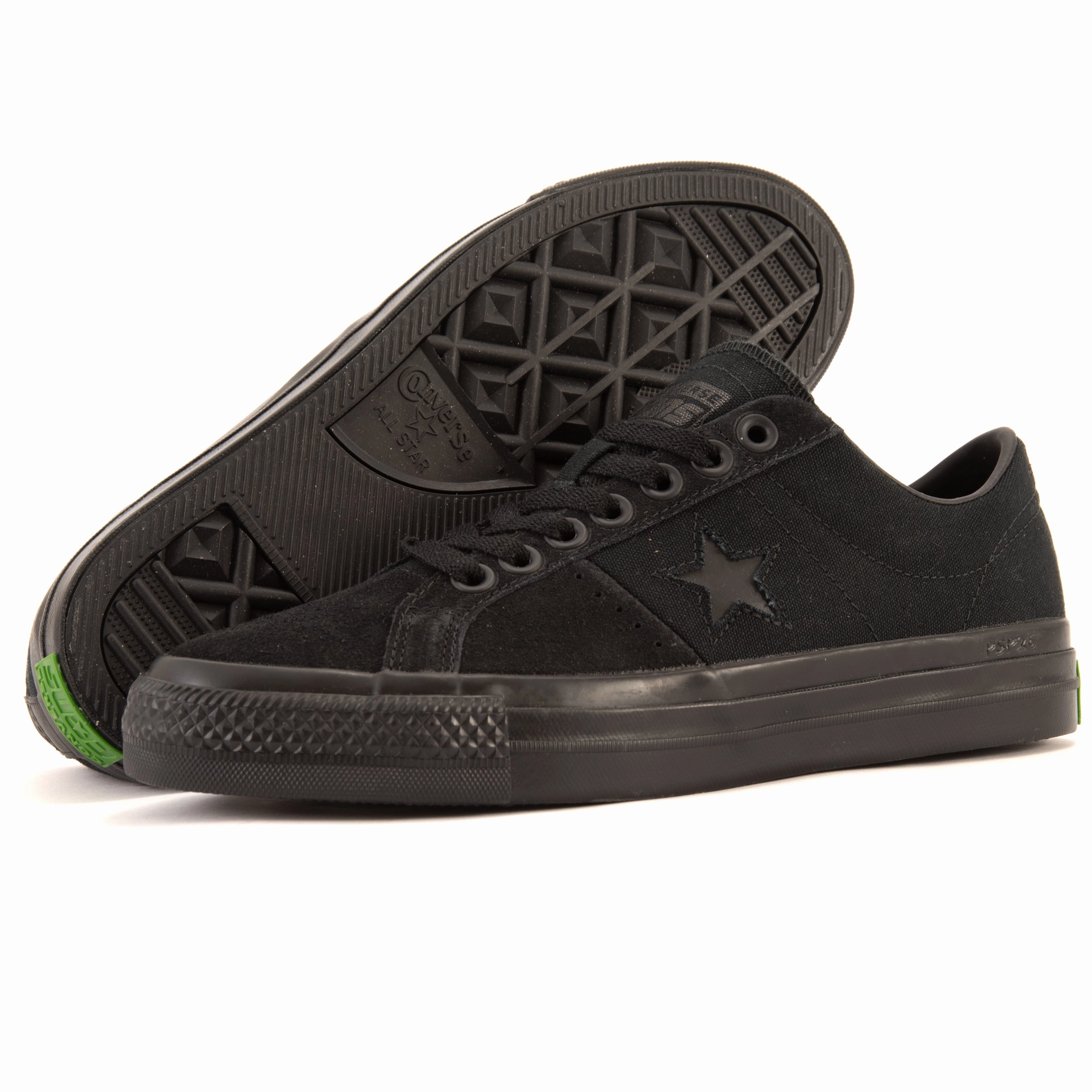 Cons - One Star Pro OX (Black/Black/Sap Green) *SALE stability features concrete - surface running shoes