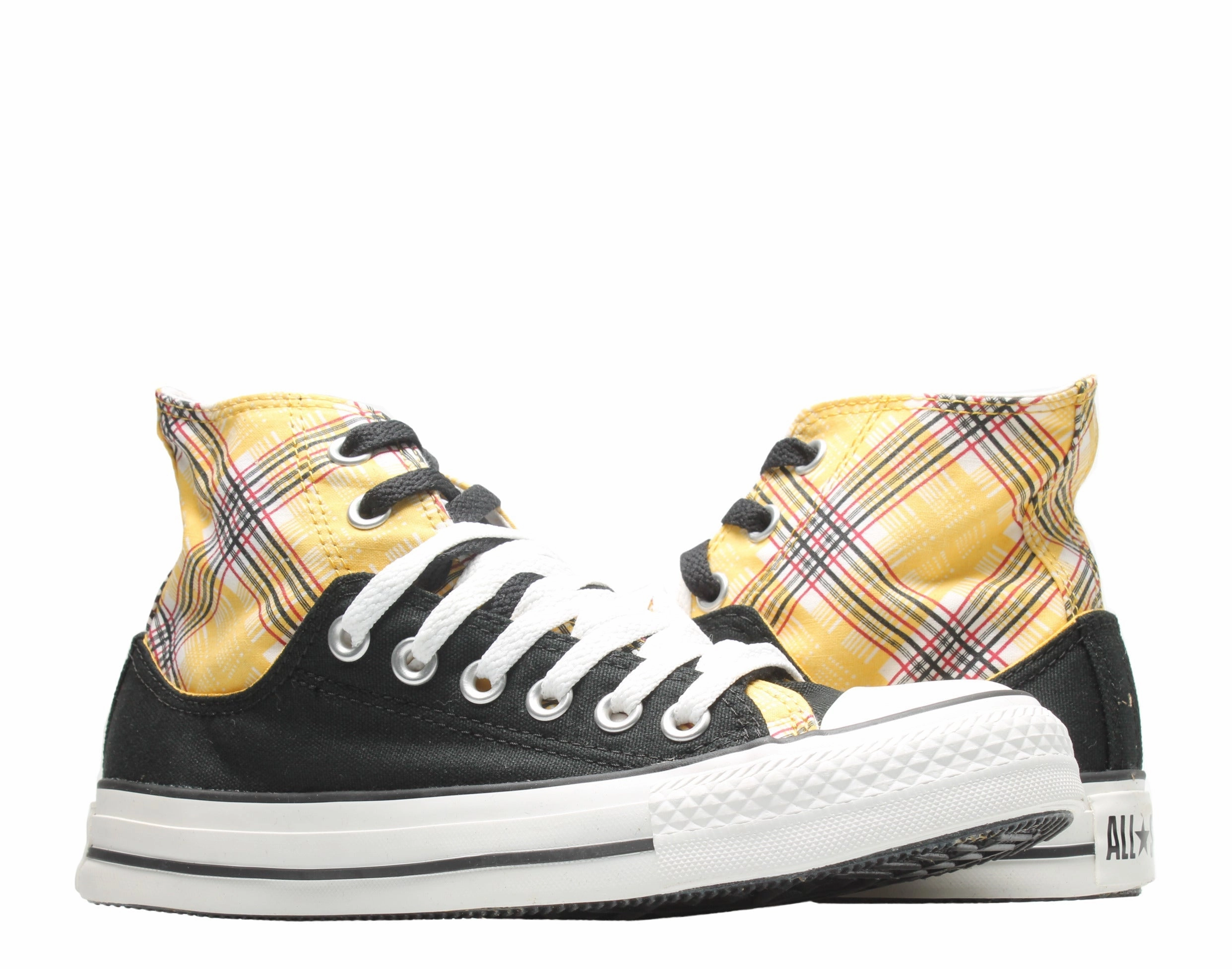 Durable Upper spring use Converse Chuck Taylor All Star Layer Up Plaid Yellow/Black Hi Sneakers 514109