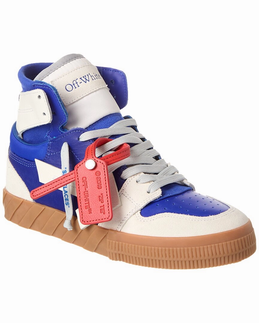 Off-White Floating Arrow Leather & Suede High-Top Sneaker rigid - sole Step - up comfort