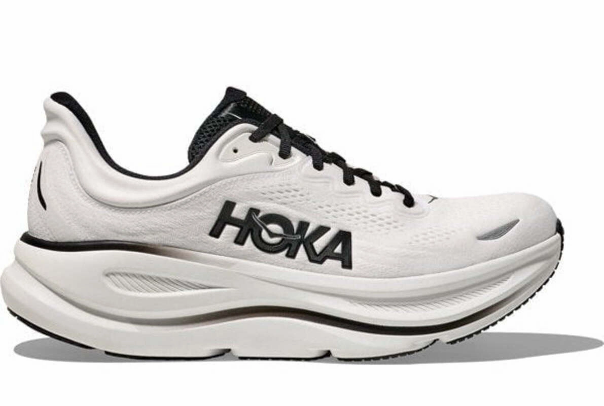 running with a minimalist style running for adventure Hoka One One Bondi 9 White Black
