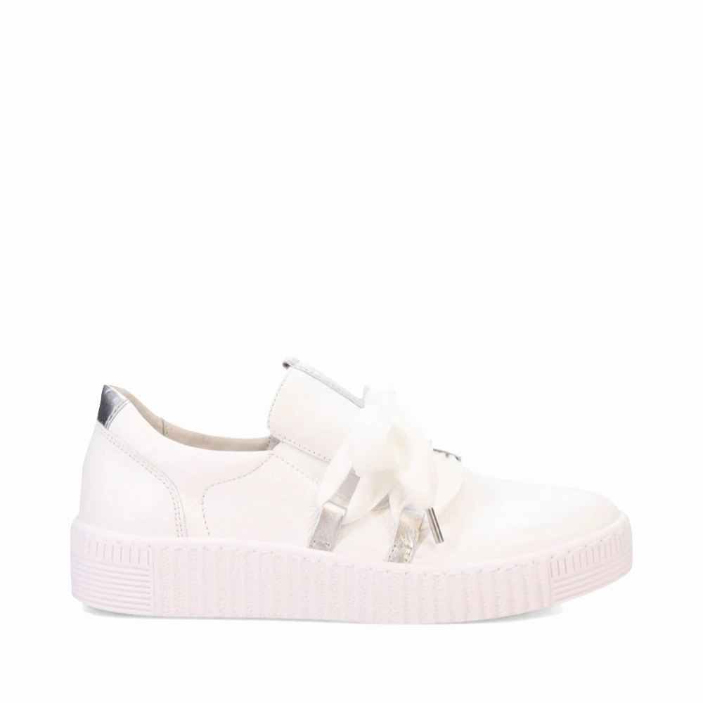 Gabor Women's Bow Sneaker in Weiss White Smooth Move