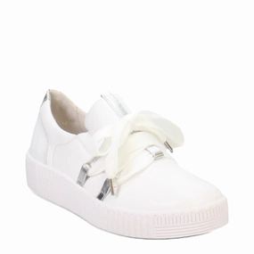 Simple Line Breath Option Gabor Women's Bow Sneaker in Weiss White