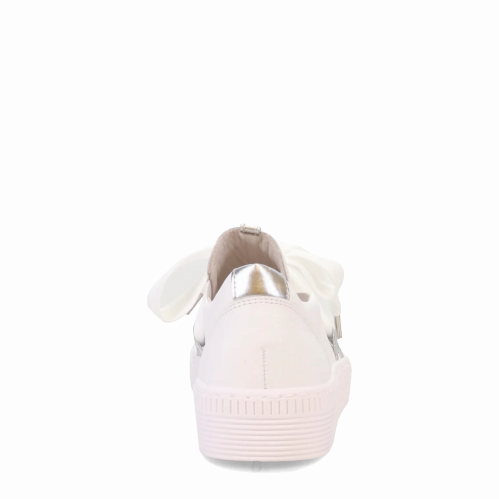 Water Resistant Eva Midsole Gabor Women's Bow Sneaker in Weiss White