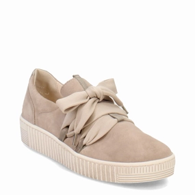 Cloudy Step Snug Lining Gabor Women's Bow Sneaker in Eclisse Taupe
