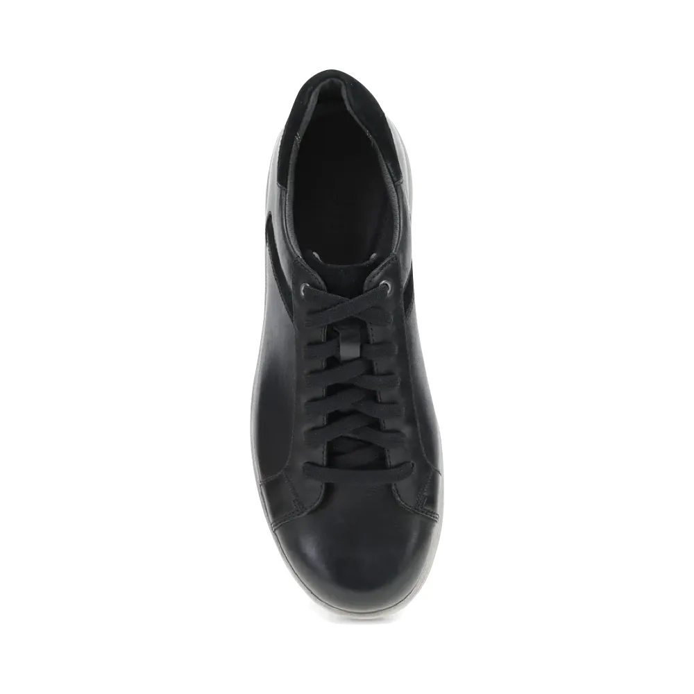 fashionable running footwear Dansko Men's Trevor Leather Tie Sneaker in Black
