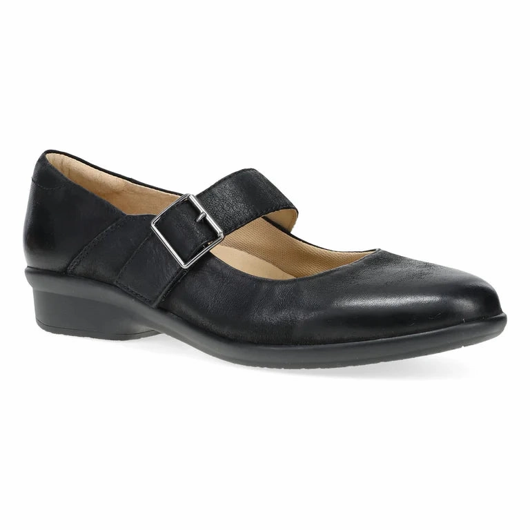 Warm Layers Dansko Women's Collette Mary Jane in Black Burnished Nubuck