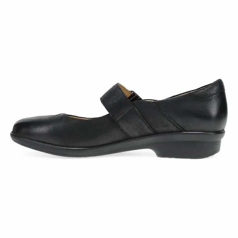 Ceremony Fit Straight Cut Dansko Women's Collette Mary Jane in Black Burnished Nubuck
