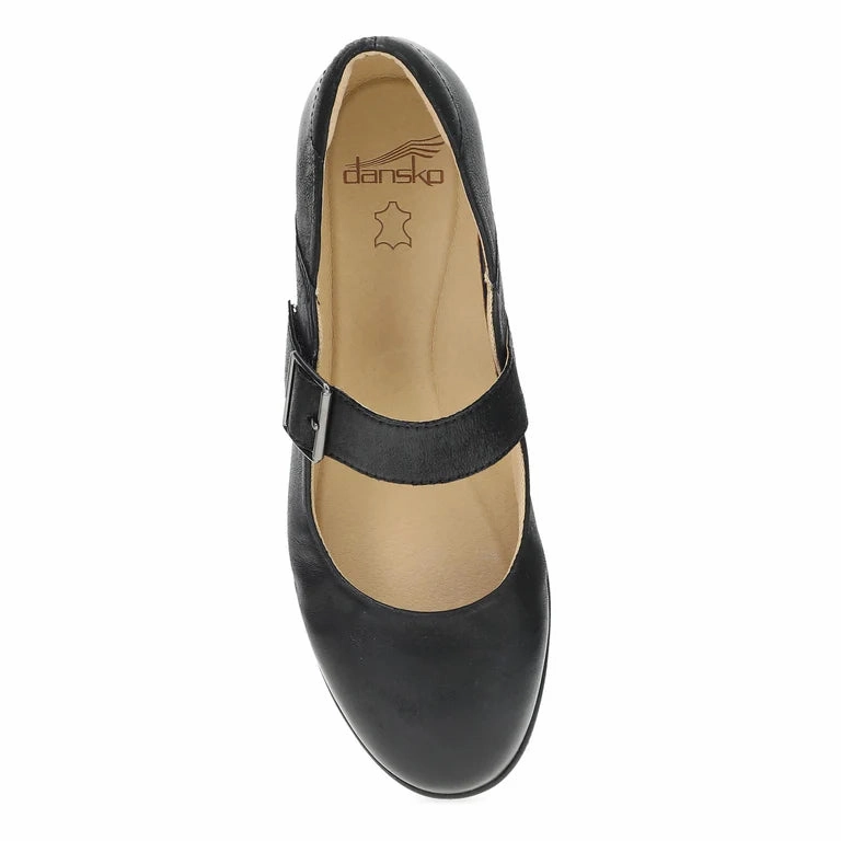 Dansko Women's Collette Mary Jane in Black Burnished Nubuck Fast Wear