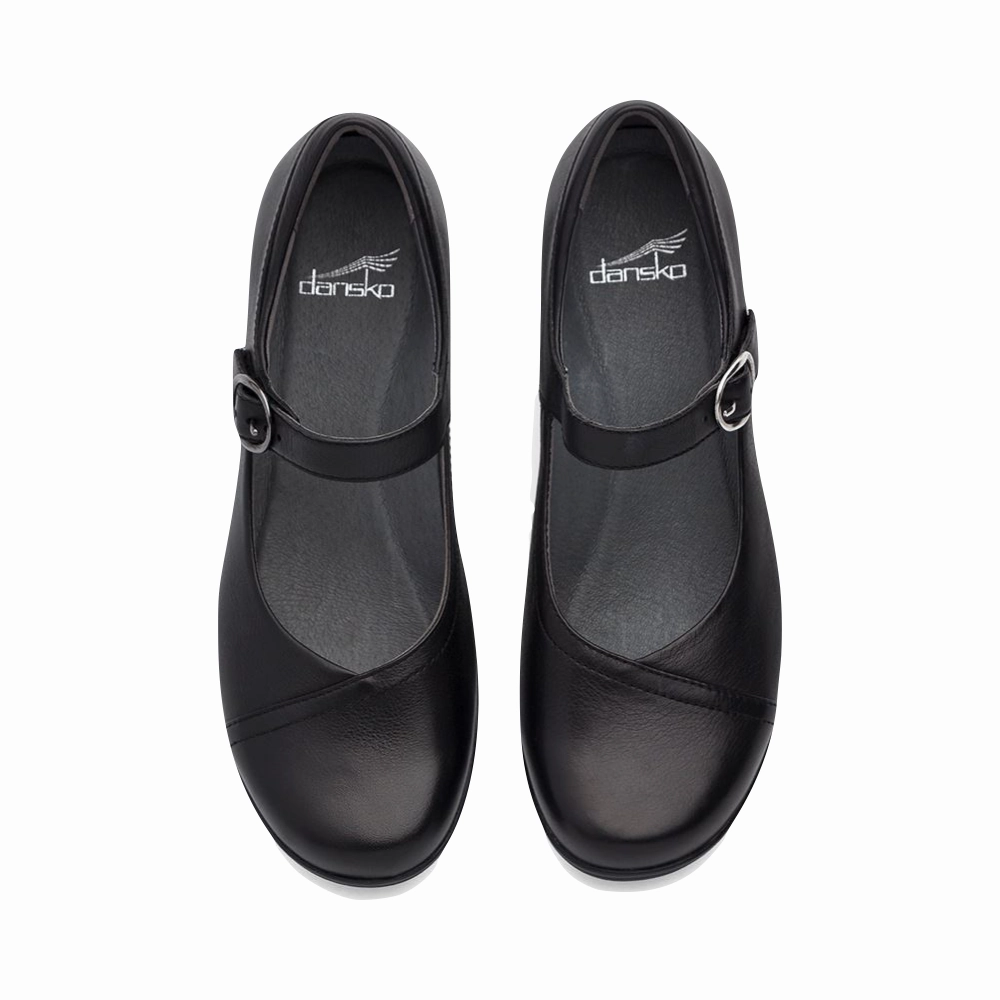 Dansko Women's Fawna Leather Mary Jane in Black Workplace Comfort