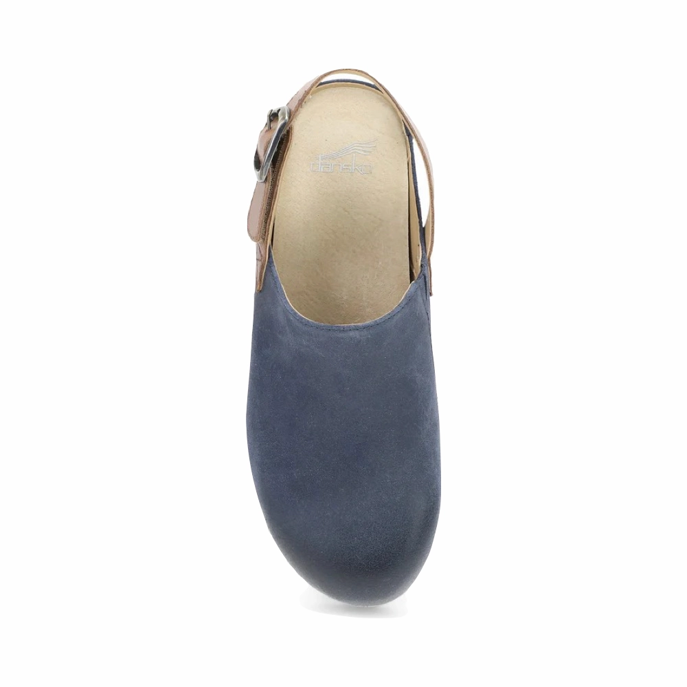 Fun Step Dansko Women's Merrin Sling Back Clog in Blue Nubuck