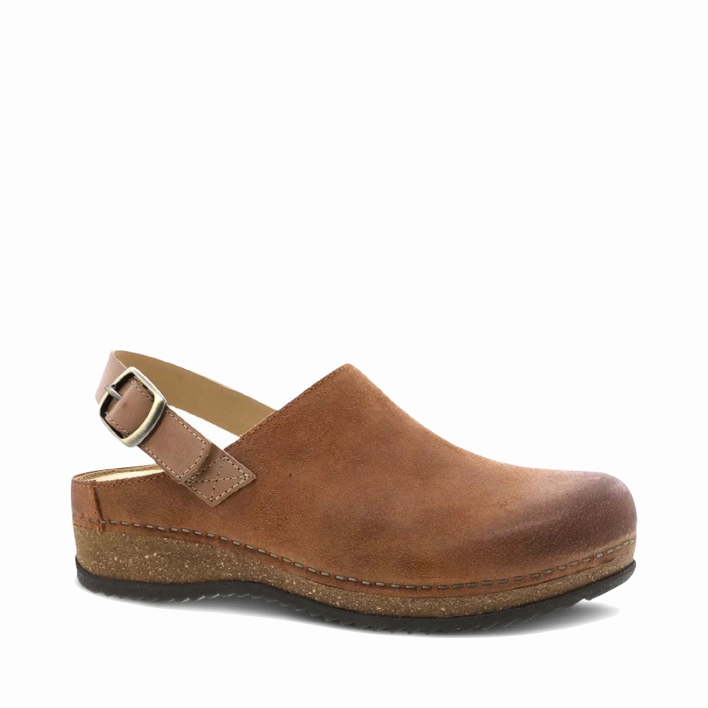 Dansko Women's Merrin Sling Back Clog in Tan Nubuck Work Hike