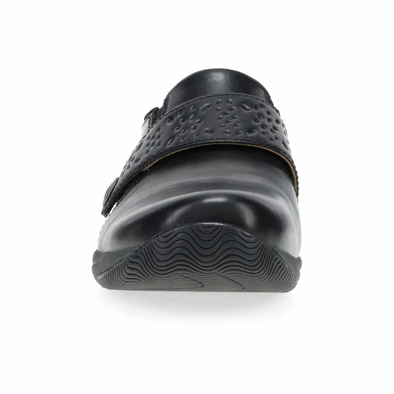 Style Upgrade Dansko Women's Sallie Adjustable Strap Shoe in Black Waxy Burnished Leather