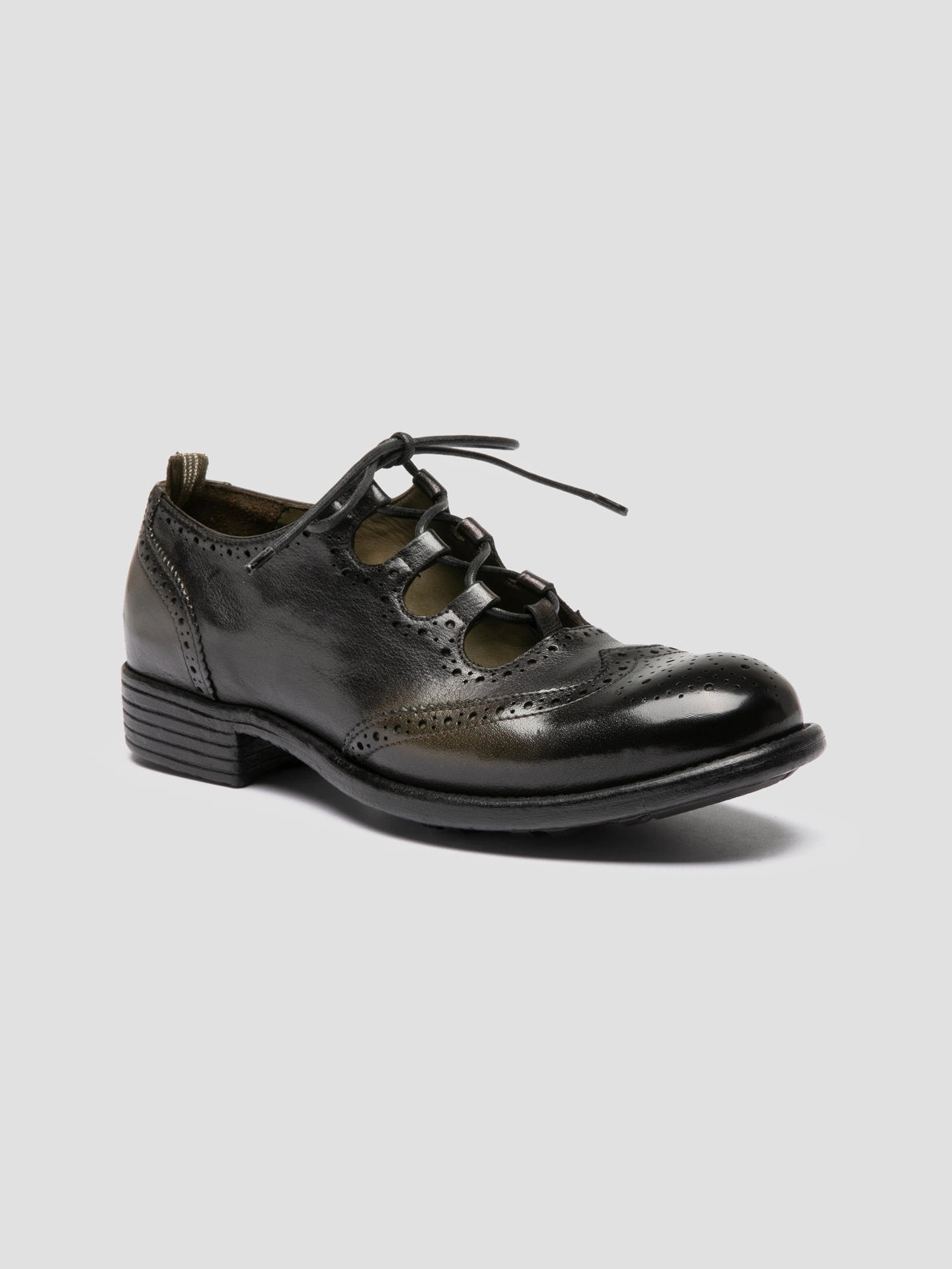 CALIXTE 084 - Dark Green Leather Oxford Shoes Scandi Chic