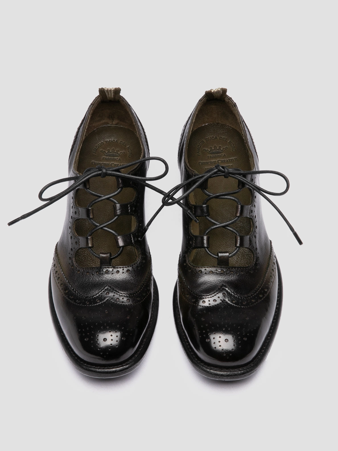 Subtle Fashion Style Edge CALIXTE 084 - Dark Green Leather Oxford Shoes