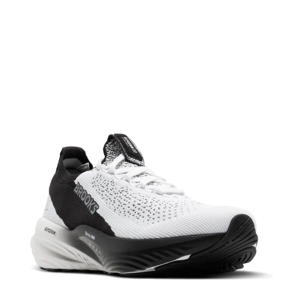 Brooks Men's Glycerin StealthFit 22 Sneaker in White/Grey/Black Casual runner